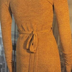 Urban Outfitters Long Sleeve Wrap Dress in Mustard Color